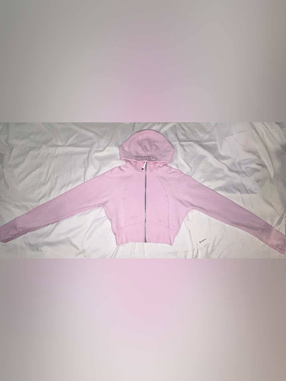 lululemon athletica Women's Light Pink Cropped Zip Hoodie - Meadowsweet Pink